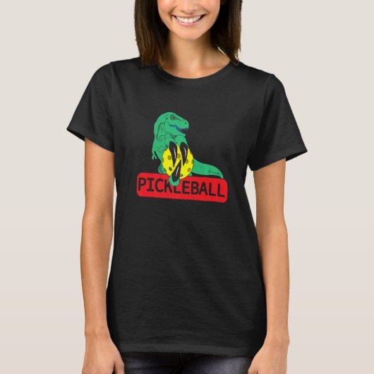 Dinosaur Pickleball Player T-Shirt (Vorderseite)