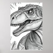 Dinosaur Picture Black + White Wall Poster (Vorne)