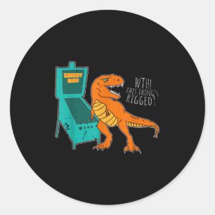 Dinosaur Pinball Wizard Arcade Machine Player Pict Runder Aufkleber