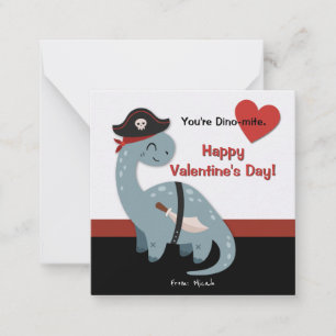 Dinosaur Pirate Valentine's Day Cards für Kinder Mitteilungskarte
