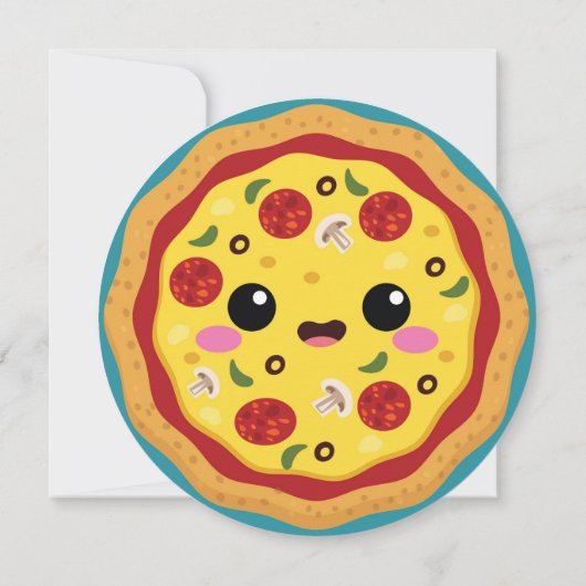 Dinosaur Pizza Party Runde Einladung (Rückseite)