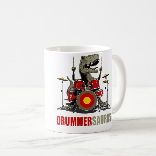 Dinosaur Playing Drum Musician T Rex Drummersaurus Kaffeetasse (VorderseiteRechts)