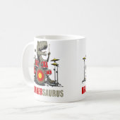 Dinosaur Playing Drum Musician T Rex Drummersaurus Kaffeetasse (Vorderseite Links)