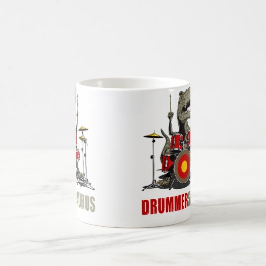 Dinosaur Playing Drum Musician T Rex Drummersaurus Kaffeetasse (Mittel)
