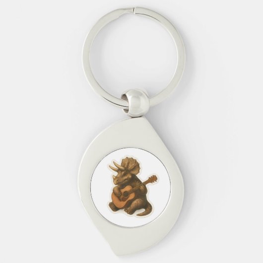 Dinosaur Playing Guitar Schlüsselanhänger (Vorderseite)