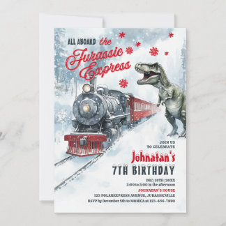 Dinosaur Polar Express Geburtstagsparty Einladung