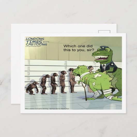 Dinosaur Police Lineup Funny Postkarte (Vorne/Hinten)