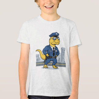 Dinosaur Polizist Uniform Stadt Cartoon Tri-Blend Shirt