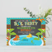 Dinosaur Pool Party Einladung - Geburtstagsparty - (Stehend Vorderseite)