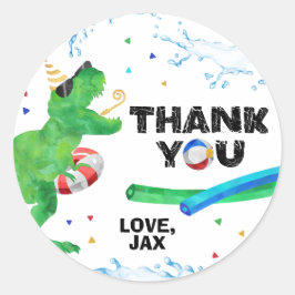 Dinosaur Pool Party Vielen Dank Sticker
