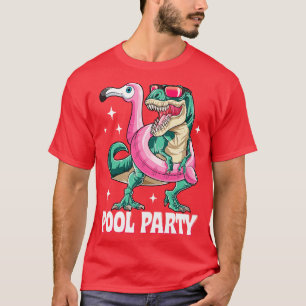 Dinosaur-Poolparty-Flamingo für Männer Frauen Jung T-Shirt