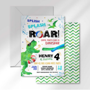 Dinosaur-Poolparty-Geburtstagseinladung Einladung