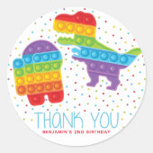 Dinosaur Pop It Boy Birthday Runder Aufkleber (Vorderseite)