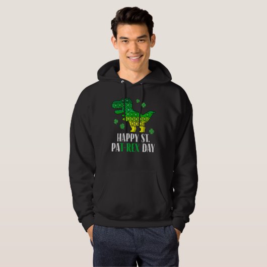 Dinosaur Popper Happy T Rex St Patrick's Day Irish Hoodie (Vorne ganz)
