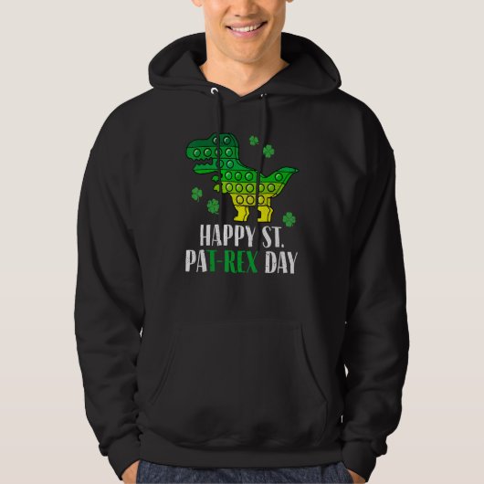Dinosaur Popper Happy T Rex St Patrick's Day Irish Hoodie (Vorderseite)