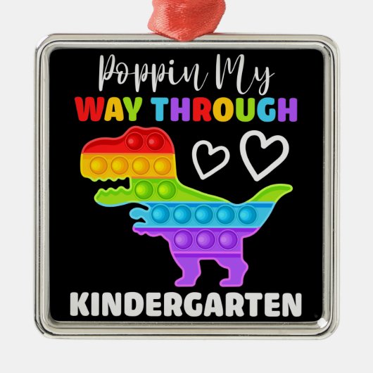 Dinosaur Poppin My Way Through Kindergarten Ornament Aus Metall (Vorne)