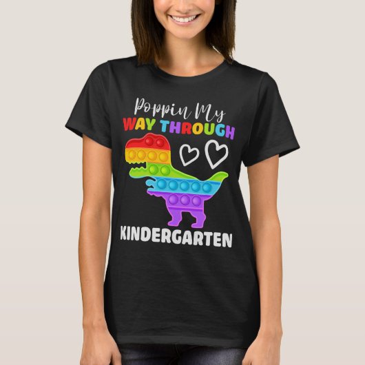 Dinosaur Poppin My Way Through Kindergarten T-Shirt (Vorderseite)