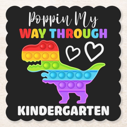 Dinosaur Poppin My Way Through Kindergarten Untersetzer (Vorderseite)