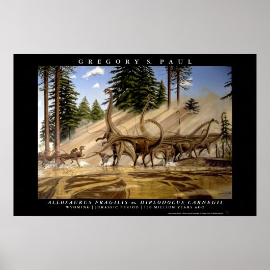 Dinosaur Poster Diplodocus Allosaurus Greg Paul (Vorne)