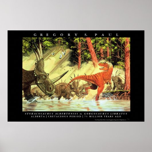 Dinosaur Poster Styracosaurs Gorgosaurus Greg Paul (Vorne)