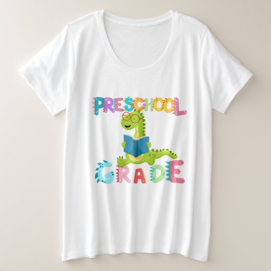 Dinosaur Preschool GRADE Squad Lehrschule Große Größe T-Shirt (Design vorne)