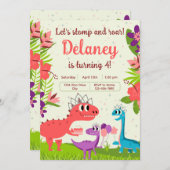 Dinosaur Princess Einladung zum Geburtstag (Vorne/Hinten)