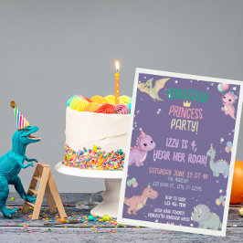 Dinosaur Princess Party 4. Geburtstag Einladung