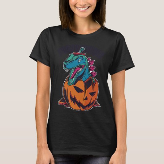 Dinosaur Pumpkin Halloween Funny Costume T-Shirt (Vorderseite)