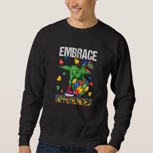 Dinosaur Puzzle Piece Autismus Bewusstsein für Jun Sweatshirt (Vorderseite)