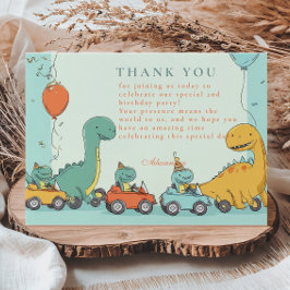 Dinosaur Race Auto 2. Geburtstag Dankeskarte