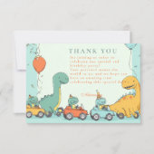 Dinosaur Race Auto 2. Geburtstag Dankeskarte (Vorderseite)