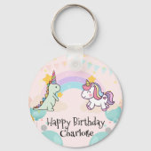 Dinosaur Rainbow Unicorn-Gradientengeburtstag Schlüsselanhänger (Vorderseite)