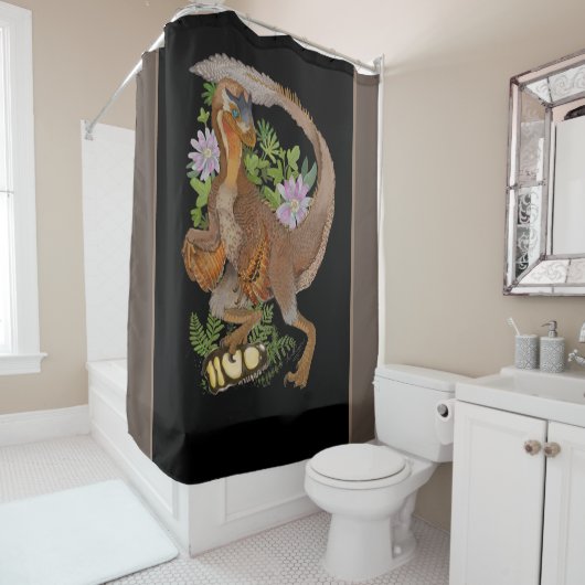 Dinosaur Raptor Jungle Art Duschvorhang (Beispiel)