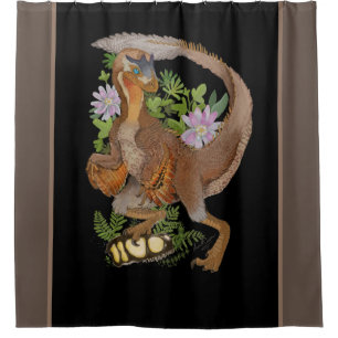 Dinosaur Raptor Jungle Art Duschvorhang