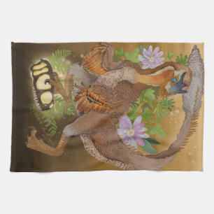 Dinosaur Raptor Jungle Art Geschirrtuch