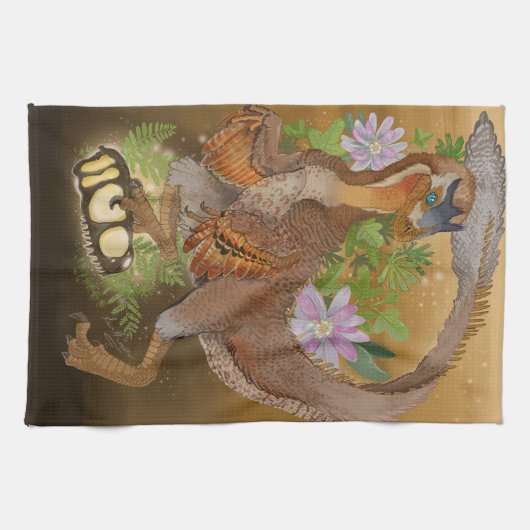 Dinosaur Raptor Jungle Art Geschirrtuch (Horizontal)