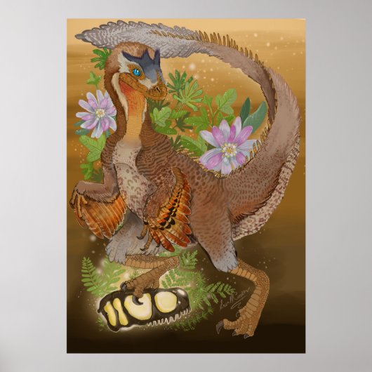 Dinosaur Raptor Jungle Art Poster (Vorne)
