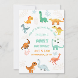 Dinosaur Rawr 3. Geburtstag Party Boy Stomp Chomp Einladung