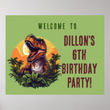 Dinosaur Rawr Birthday Poster-Zeichen