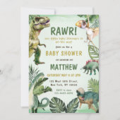 Dinosaur Rawr Boy Baby Shower Party Einladung (Vorderseite)