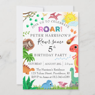 Dinosaur Rawr eine Geburtstagsparty Einladung
