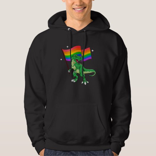 Dinosaur Rawr Pride Parade Gay & Lesbian Rainbow F Hoodie (Vorderseite)