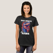 Dinosaur Red White Rawr American Flag 4th of July T-Shirt (Vorne ganz)