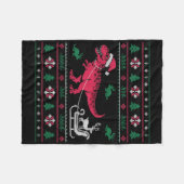 Dinosaur Reindeer Sleigh Ugly Christmas Fleecedecke (Vorderseite (Horizontal))