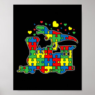 Dinosaur Reitender Zug Puzzleteil Autismus-Bewusst Poster