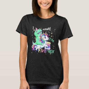 Dinosaur reitendes Einhorn Lustiger T Rex 5 Jahre T-Shirt