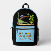Dinosaur Reptiles Black & Blue School Backpack 26 Bedruckter Rucksack (Vorderseite)