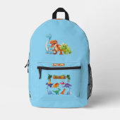 Dinosaur Reptiles Blue School Backpack 21 Bedruckter Rucksack (Vorderseite)