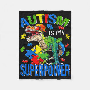 Dinosaur Rex Autismus ist meine Supermacht Autismu Fleecedecke