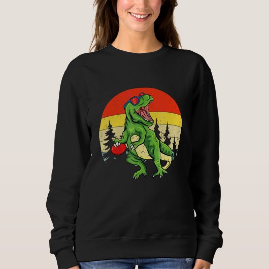 Dinosaur Rex Disc Golf Wagen Frisbee Kinder Sweatshirt (Vorderseite)